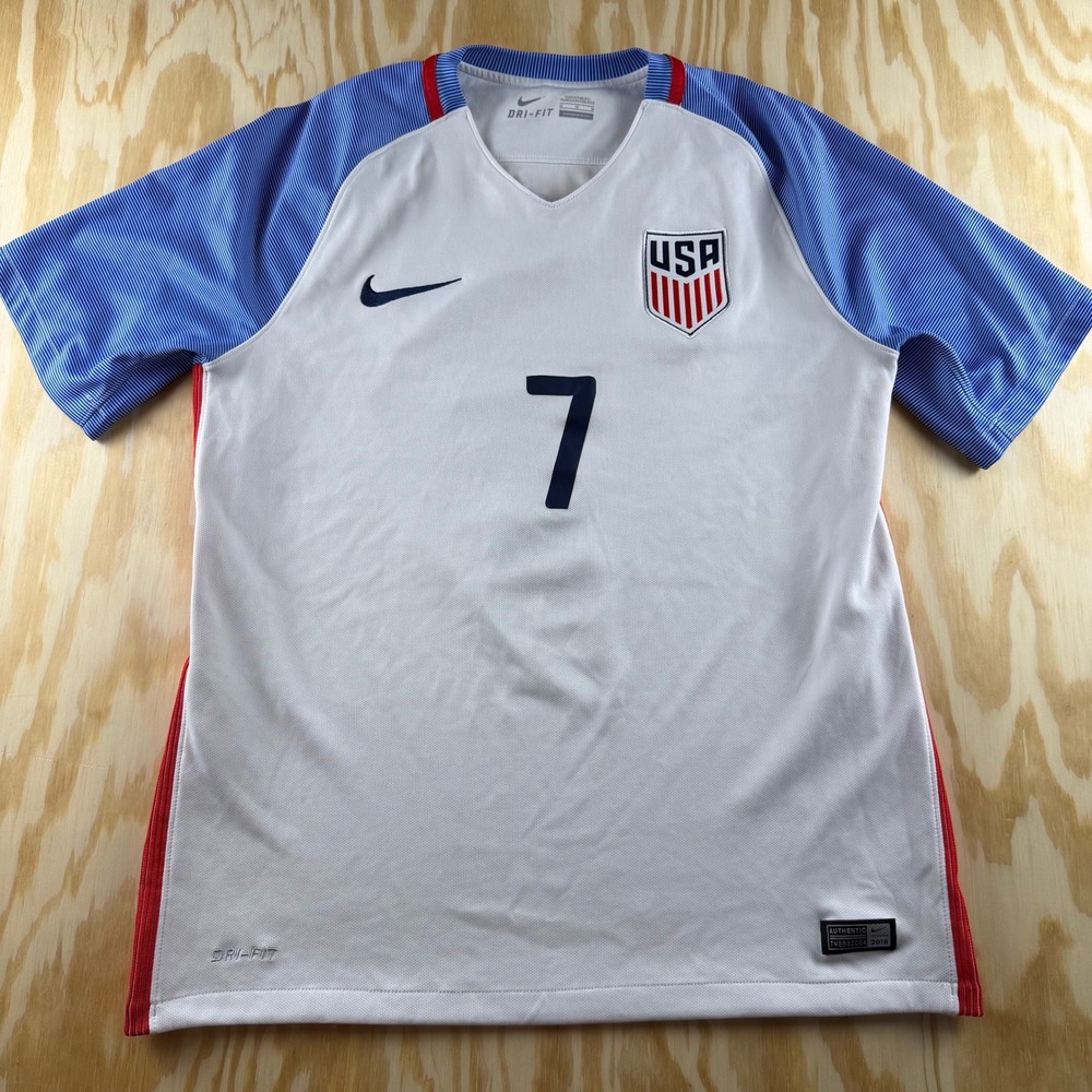 Nike USA Soccer Jersey 2016 Authentic J. Vasquez 7 White Blue Red Women Medium